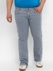 Plus Men's Light Grey Regular Fit Washed Denim Bootcut Jeans Stretchable