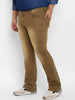 Plus Men's Khaki Regular Fit Washed Denim Bootcut Jeans Stretchable