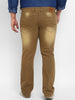 Plus Men's Khaki Regular Fit Washed Denim Bootcut Jeans Stretchable