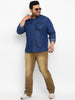 Plus Men's Khaki Regular Fit Washed Denim Bootcut Jeans Stretchable