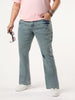 Plus Men's Ice Blue Bootcut Fit Mid Rise Acid Wash Jeans Stretchable
