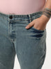 Plus Men's Ice Blue Bootcut Fit Mid Rise Acid Wash Jeans Stretchable