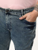 Plus Men's Light Blue Bootcut Fit Mid Rise Acid Wash Jeans Stretchable