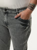 Plus Men's Light Grey Bootcut Fit Mid Rise Acid Wash Jeans Stretchable