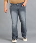 Plus Men's Grey Washed Bootcut Jeans Stretchable