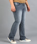 Plus Men's Grey Washed Bootcut Jeans Stretchable