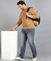 Plus Men's Grey Washed Bootcut Jeans Stretchable