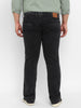 Plus Men's Black Regular Fit Washed Denim Bootcut Jeans Stretchable