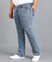 Urbano Plus Men's Light Blue Washed Bootcut Jeans Stretchable