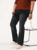 Plus Men's Black Bootcut Fit Mid Rise Tinted Heavy Washed Jeans Stretchable