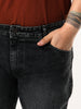 Plus Men's Black Bootcut Fit Mid Rise Tinted Heavy Washed Jeans Stretchable