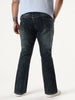 Plus Men's Dark Blue Bootcut Fit Mid Rise Tinted Heavy Washed Jeans Stretchable