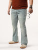 Plus Men's Ice Blue Bootcut Fit Mid Rise Tinted Heavy Washed Jeans Stretchable