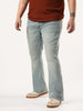 Plus Men's Ice Blue Bootcut Fit Mid Rise Tinted Heavy Washed Jeans Stretchable