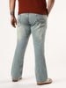 Plus Men's Ice Blue Bootcut Fit Mid Rise Tinted Heavy Washed Jeans Stretchable