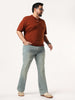 Plus Men's Ice Blue Bootcut Fit Mid Rise Tinted Heavy Washed Jeans Stretchable