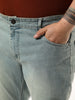 Plus Men's Ice Blue Bootcut Fit Mid Rise Tinted Heavy Washed Jeans Stretchable