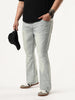 Plus Men's Ice Grey Bootcut Fit Mid Rise Tinted Heavy Washed Jeans Stretchable