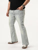 Plus Men's Ice Grey Bootcut Fit Mid Rise Tinted Heavy Washed Jeans Stretchable