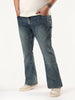 Plus Men's Light Blue Bootcut Fit Mid Rise Tinted Heavy Washed Jeans Stretchable