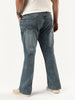 Plus Men's Light Blue Bootcut Fit Mid Rise Tinted Heavy Washed Jeans Stretchable