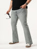 Plus Men's Light Grey Bootcut Fit Mid Rise Tinted Heavy Washed Jeans Stretchable