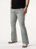 Plus Men's Light Grey Bootcut Fit Mid Rise Tinted Heavy Washed Jeans Stretchable