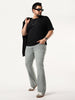 Plus Men's Light Grey Bootcut Fit Mid Rise Tinted Heavy Washed Jeans Stretchable