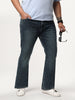 Plus Men's Blue Bootcut Fit Mid Rise Tinted Heavy Washed Jeans Stretchable