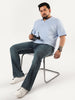 Plus Men's Blue Bootcut Fit Mid Rise Tinted Heavy Washed Jeans Stretchable