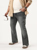 Plus Men's Grey Bootcut Fit Mid Rise Tinted Heavy Washed Jeans Stretchable