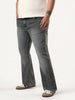 Plus Men's Grey Bootcut Fit Mid Rise Tinted Heavy Washed Jeans Stretchable