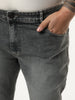 Plus Men's Grey Bootcut Fit Mid Rise Tinted Heavy Washed Jeans Stretchable