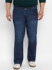Plus Men's Blue Regular Fit Washed Denim Bootcut Jeans Stretchable