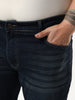Plus Men's Dark Blue Bootcut Fit Mid Rise Heavy Washed Jeans Stretchable