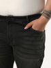 Plus Men's Dark Grey Bootcut Fit Mid Rise Heavy Washed Jeans Stretchable