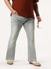 Plus Men's Ice Grey Bootcut Fit Mid Rise Heavy Washed Jeans Stretchable