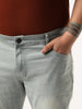 Plus Men's Ice Grey Bootcut Fit Mid Rise Heavy Washed Jeans Stretchable