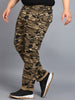 Plus Men's Khaki Regular Fit Military Camouflage Cargo Chino Pant with 6 Pockets