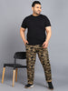 Plus Men's Khaki Regular Fit Military Camouflage Cargo Chino Pant with 6 Pockets