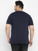 Plus Men's Navy Blue, Black Color-Block Military Camouflage Printed Half Sleeve Regular Fit Cotton T-Shirt