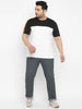 Urbano Plus Men's Black, White, Orange Color-Block Regular Fit Half Sleeve Cotton T-Shirt