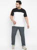 Urbano Plus Men's Black, White, Orange Color-Block Regular Fit Half Sleeve Cotton T-Shirt