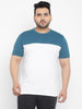 Urbano Plus Men's Blue, White, Yellow Color-Block Regular Fit Half Sleeve Cotton T-Shirt
