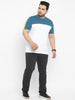 Urbano Plus Men's Blue, White, Yellow Color-Block Regular Fit Half Sleeve Cotton T-Shirt