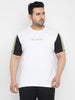 Plus Men's White, Olive, Black Color-Block Regular Fit Half Sleeve Cotton T-Shirt