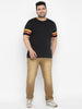 Urbano Plus Men's Black, Yellow, Orange Color-Block Regular Fit Half Sleeve Cotton T-Shirt
