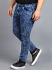 Urbano Plus Men's Carbon Blue Regular Fit Washed Jeans Stretchable