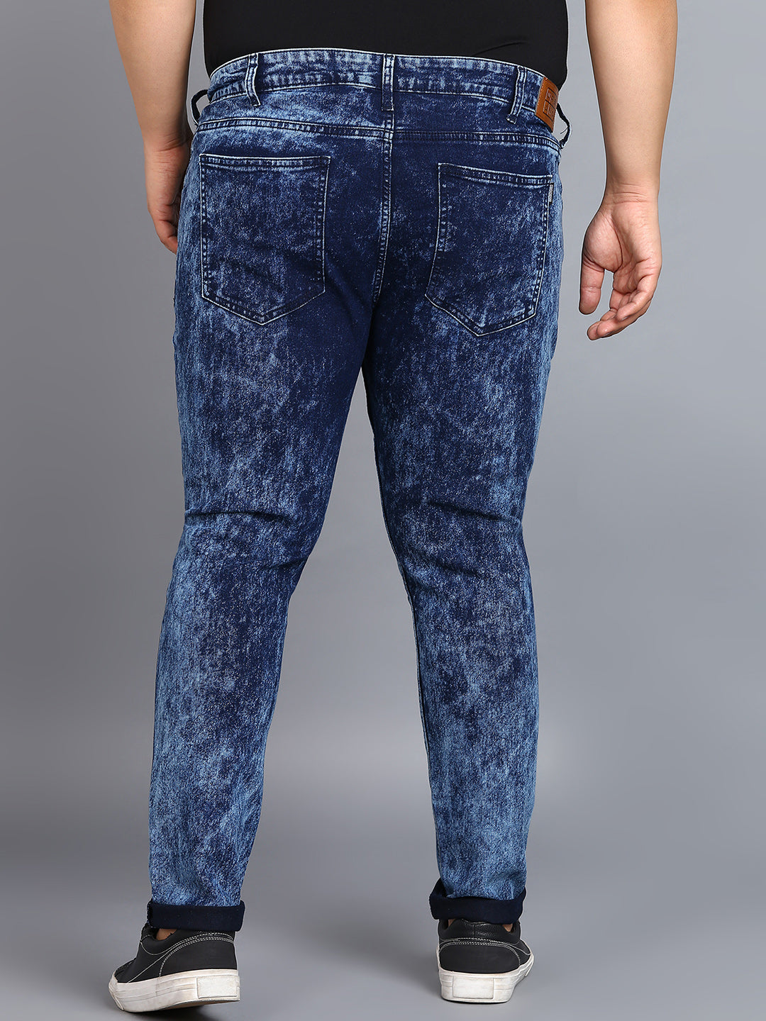 Urbano Plus Men's Carbon Blue Regular Fit Washed Jeans Stretchable