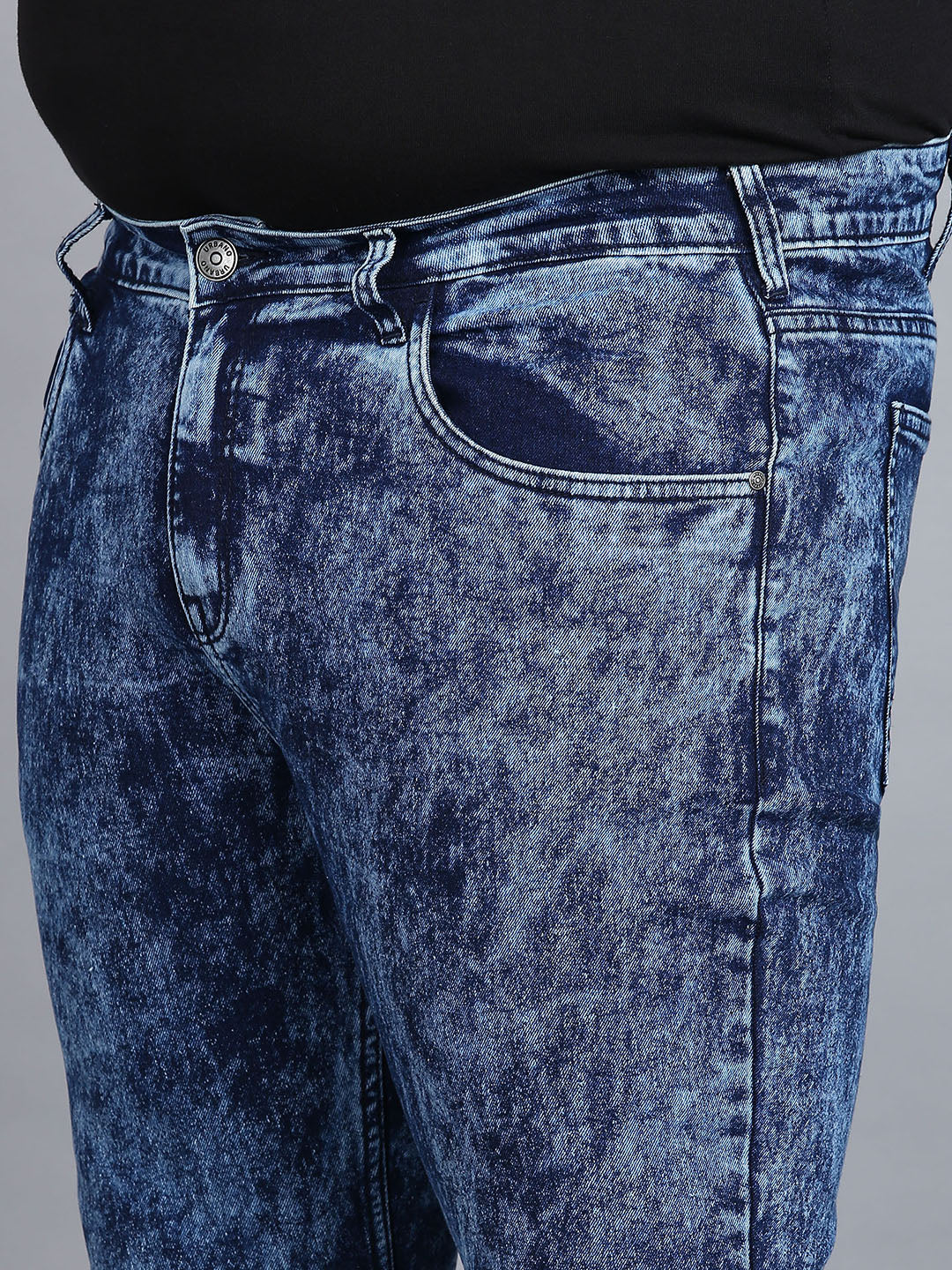 Urbano Plus Men's Carbon Blue Regular Fit Washed Jeans Stretchable